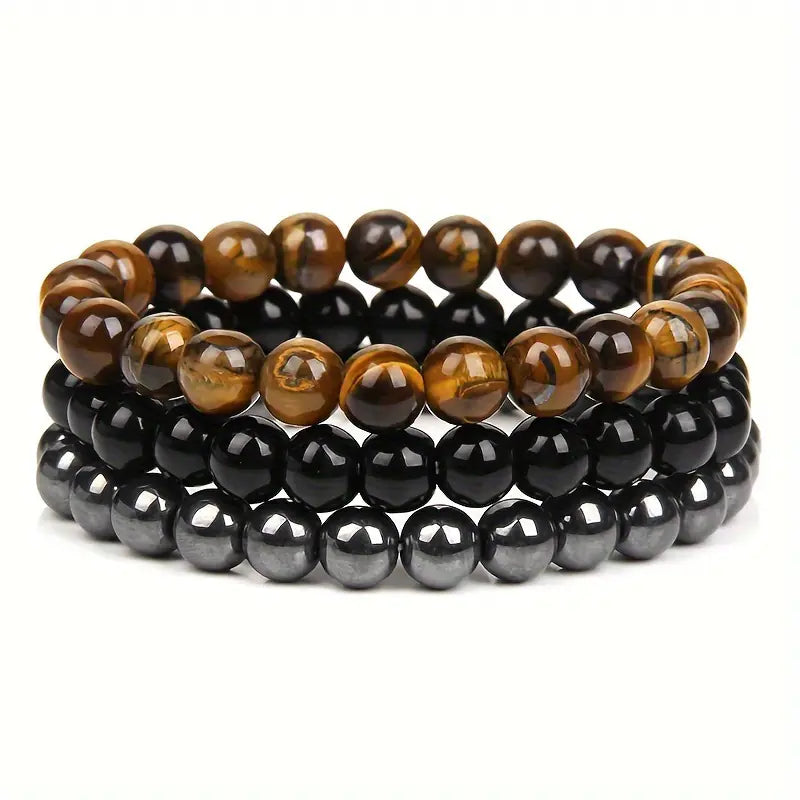 Tiger Eye and Lava Stone Couple Bracelet Set Wholesale