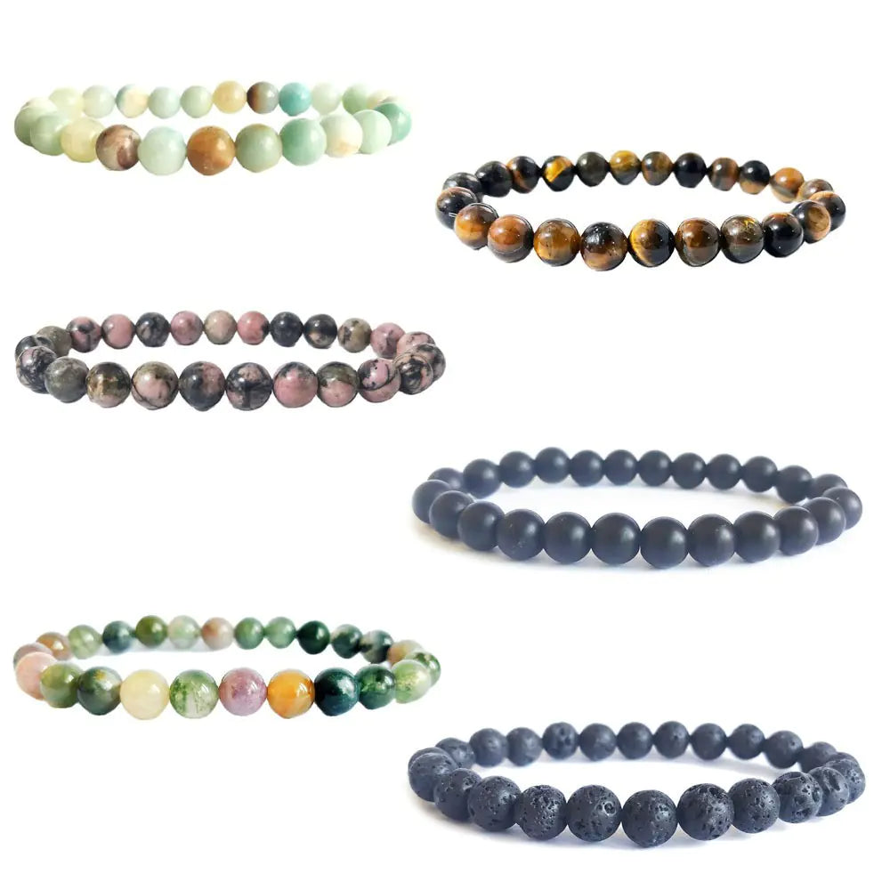 Tiger Eye and Lava Stone Couple Bracelet Set Wholesale