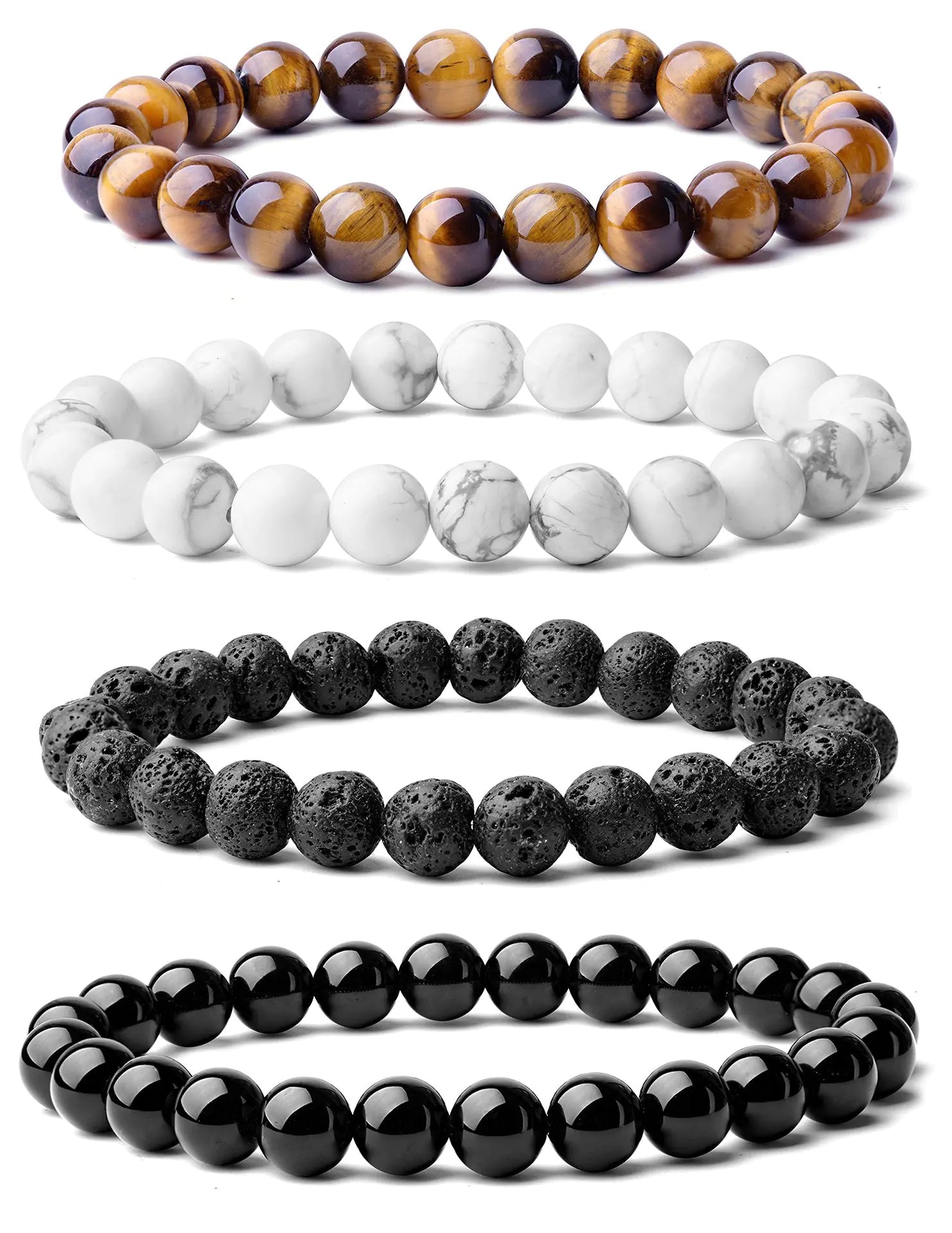 Tiger Eye and Lava Stone Couple Bracelet Set Wholesale