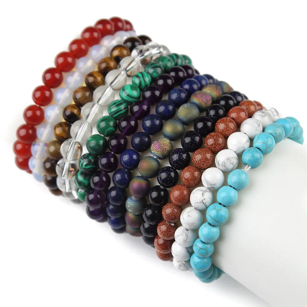 Natural Stone Tiger Eye and Red Agate Couple Bracelets
